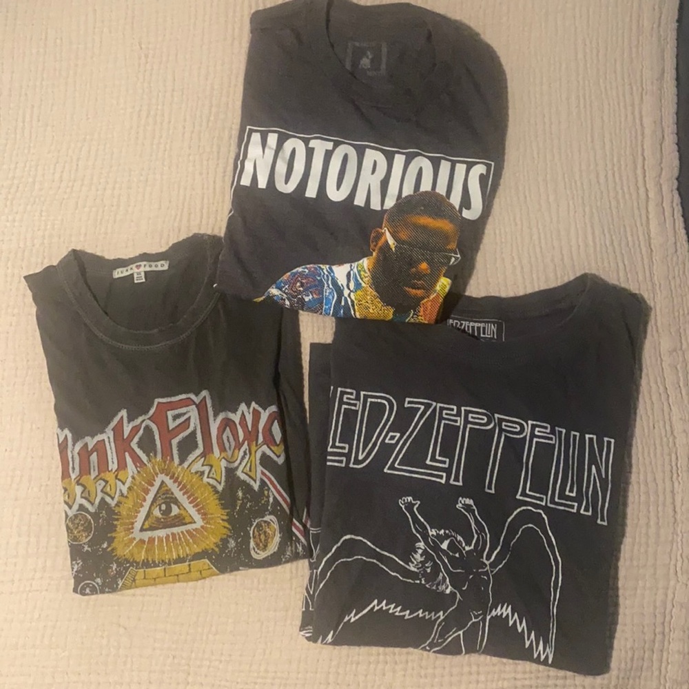 Led Zeppelin, Pink Floyd, Notorious BIG T SHIRT bundle